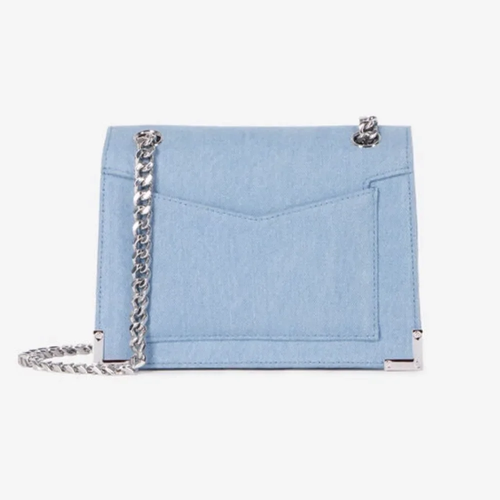 The Kooples Emily blue denim chain bagl NWT